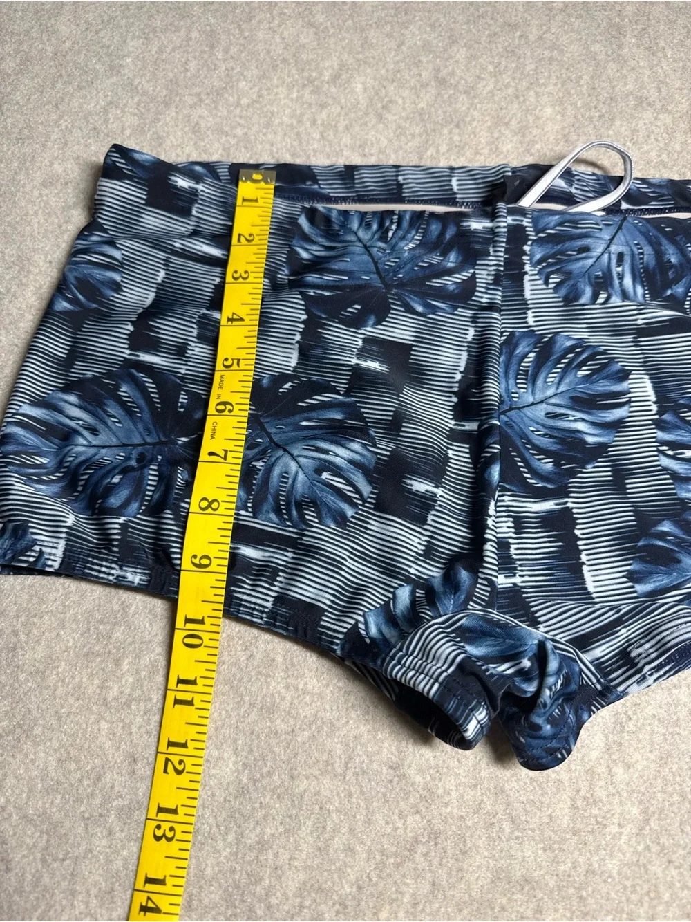 Navy Blue Tropical Leaf Women's Swim Bikini Bottoms